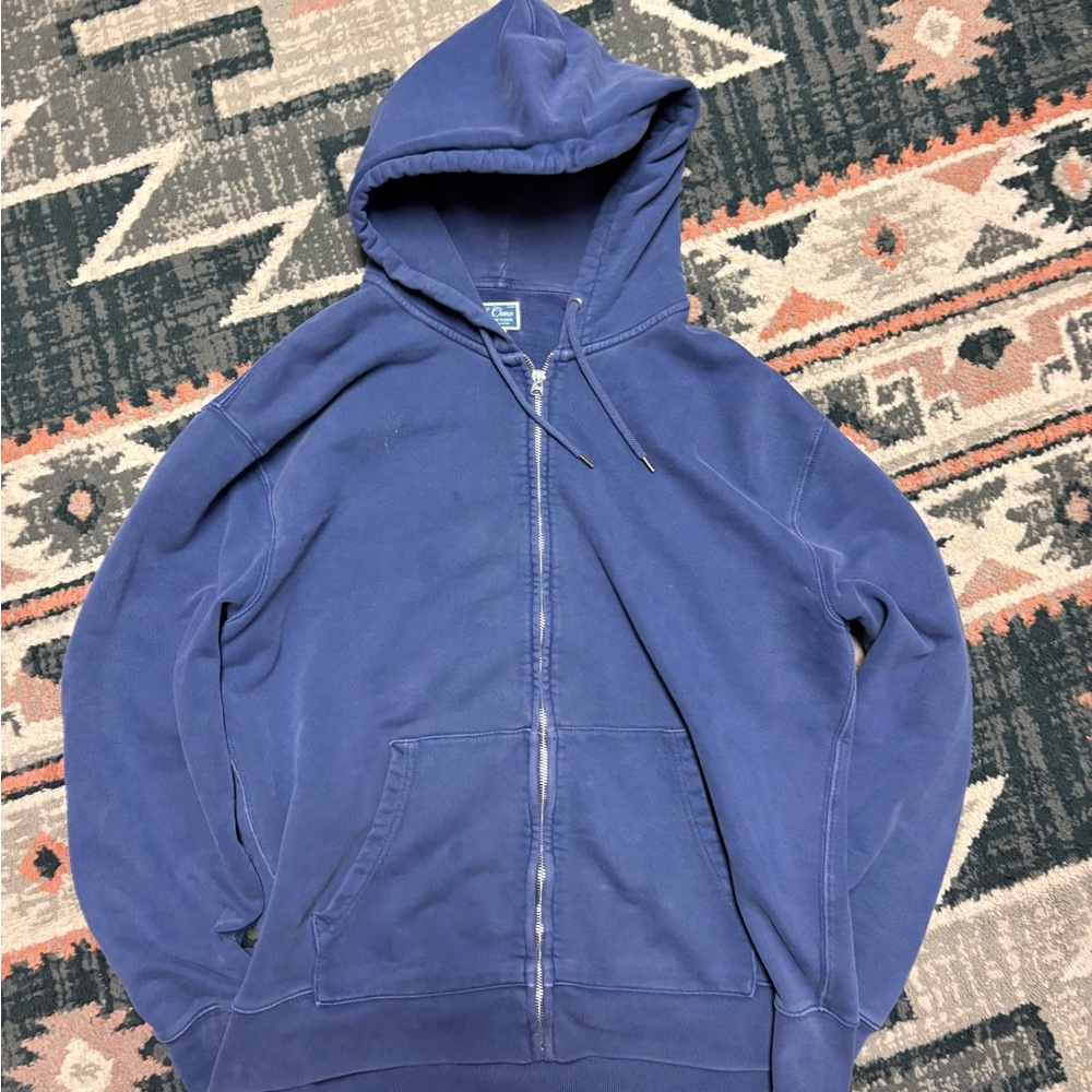 Vintage large Men's Blue Hoodie zip up